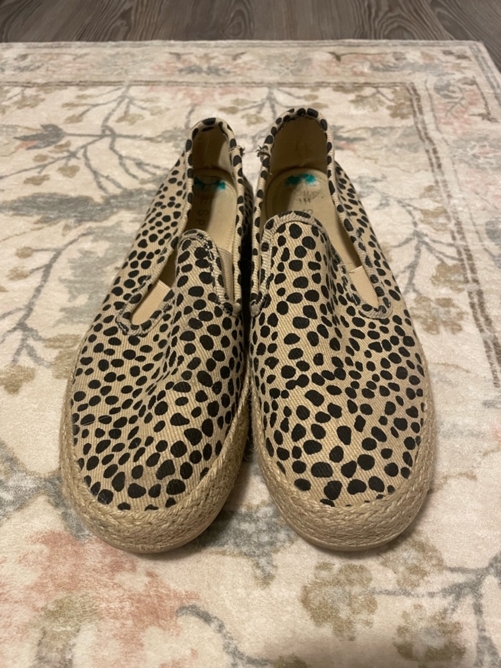 Esprit Beige Espadrille Slip-On with Black Spot Print